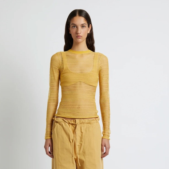 Yellow Sheer Knit Top with under tank - Picture 2 of 13